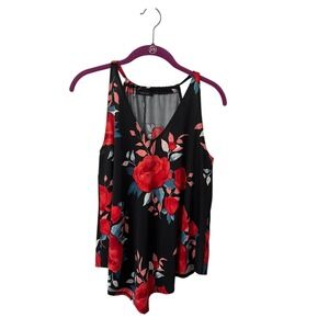Rose Print Fashion Tank Medium